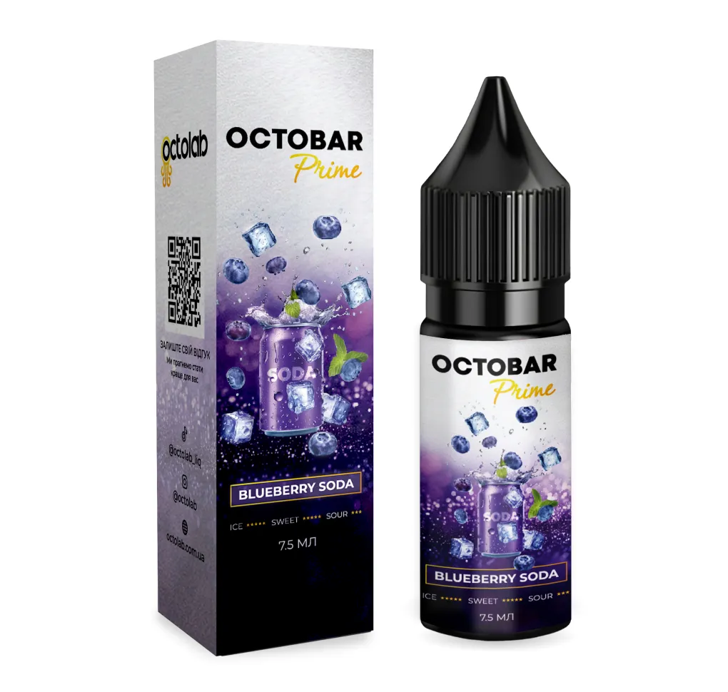 Ароматизатор Octobar Prime Blueberry Soda 7,5 мл Ароматизатор Octobar Prime Blueberry Soda 7,5 мл